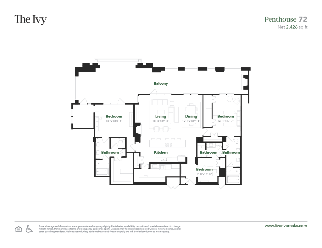 Floor plan for 3 beds, 3.5 baths, 2370 sqft